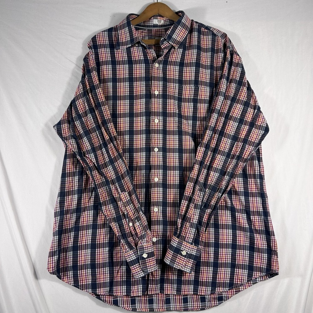 Peter Millar Button Up Shirt Mens SZ XL Plaid Long Sleeve Office Preppy Classic